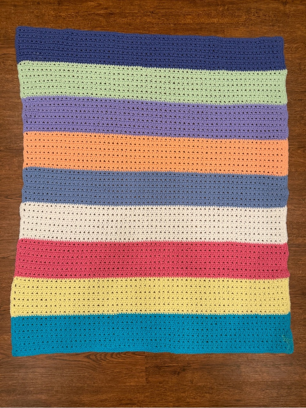 Striped Multicolor Crochet Kids Blanket - No Brand Listed